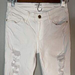 FRAME BLANC Stretchy destroyed distressed Le skinny de jeanne